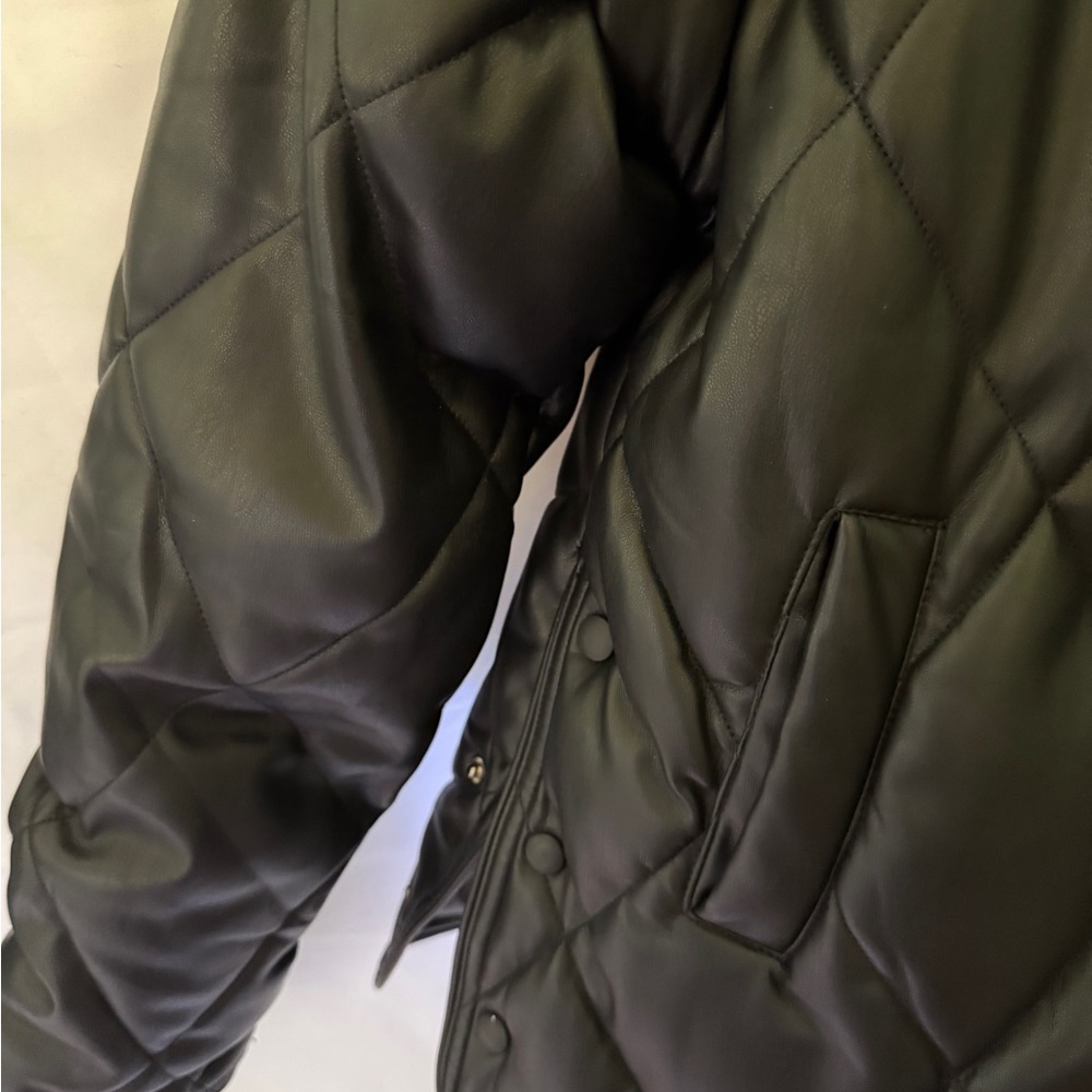 Apparis Quilted Faux Leather Black Jacket - Picture 8 of 12